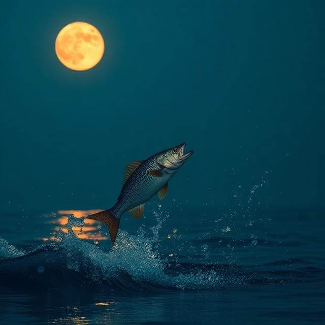 fish jumping at the moon